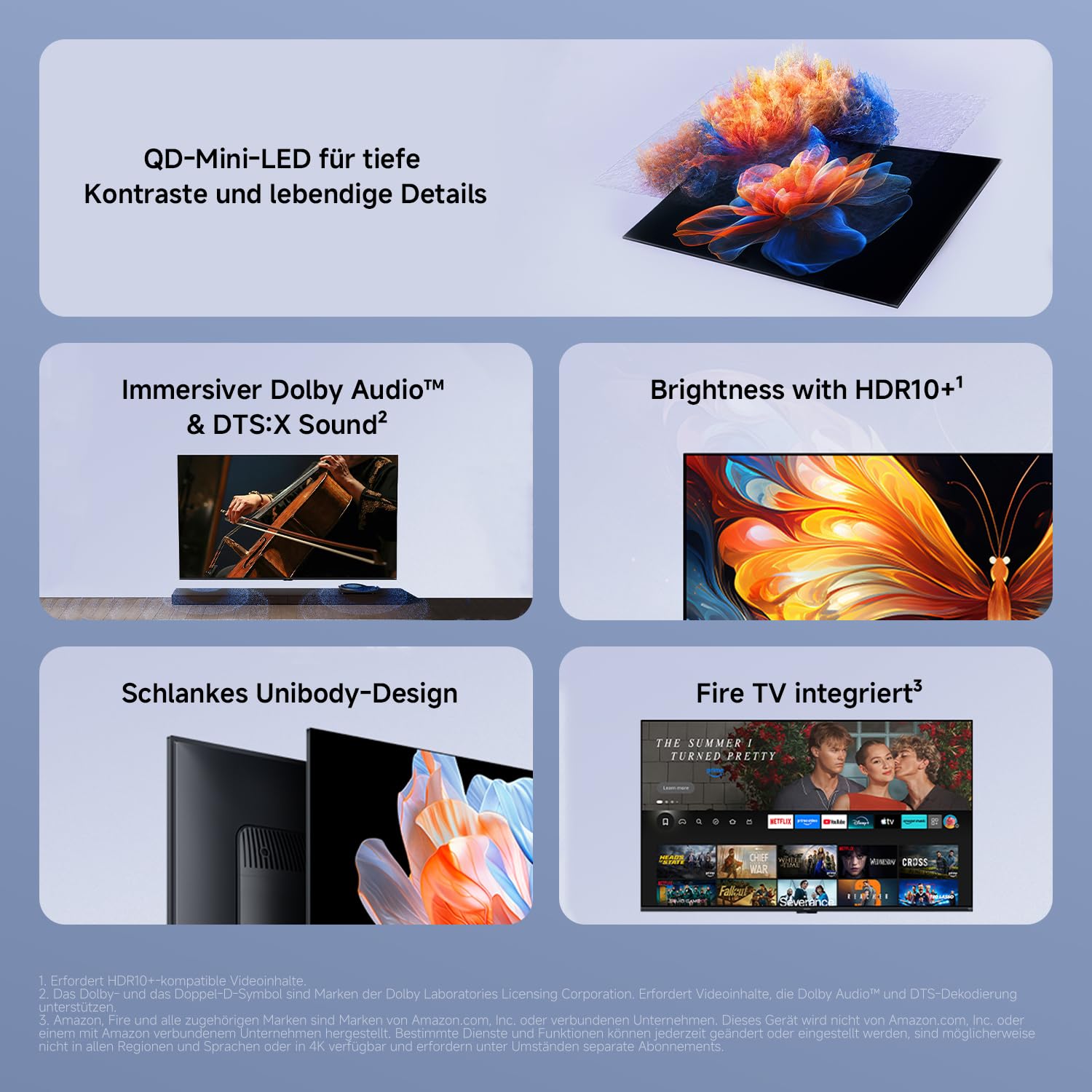 XIAOMI TV FX Mini LED 43 Zoll (101 cm), QD-Mini-LED-Smart-TV, 4K UHD, Fire TV, HDR10+, MEMC, DTS:X, AirPlay 2, HDMI, Filmmaker Mode, Sprachsteuerung mit Alexa
