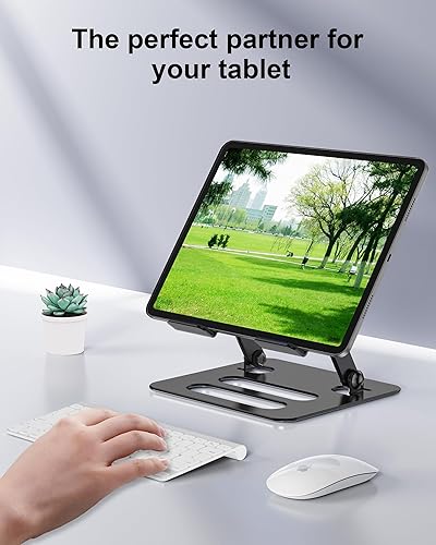 Miniatura 2 de Soporte para tableta para iPad para escritorio, soporte plegable ajustable de aluminio para tableta de viaje para teléfono y tableta de mayor tamaño