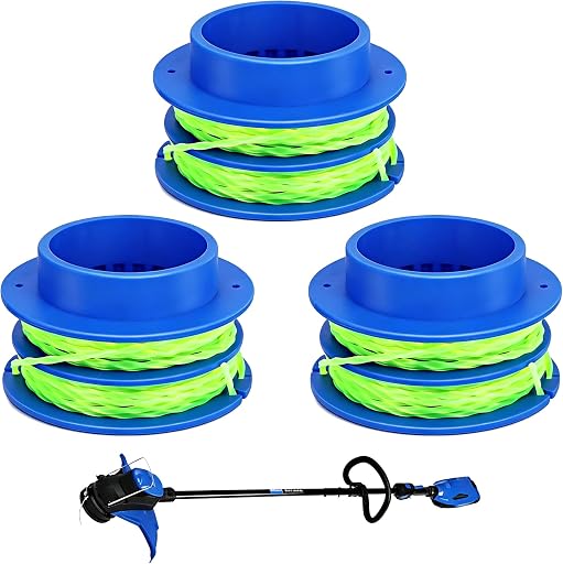 Replacement Trimmer Head with 0.080" 16ft Line for Kobalt 24V KST 2224B-03 KST1124B-03 KST 2024A-03, Kobalt 24V Weed Eater Head Replacement, Pre-Wound Dual Line (3PCS)
