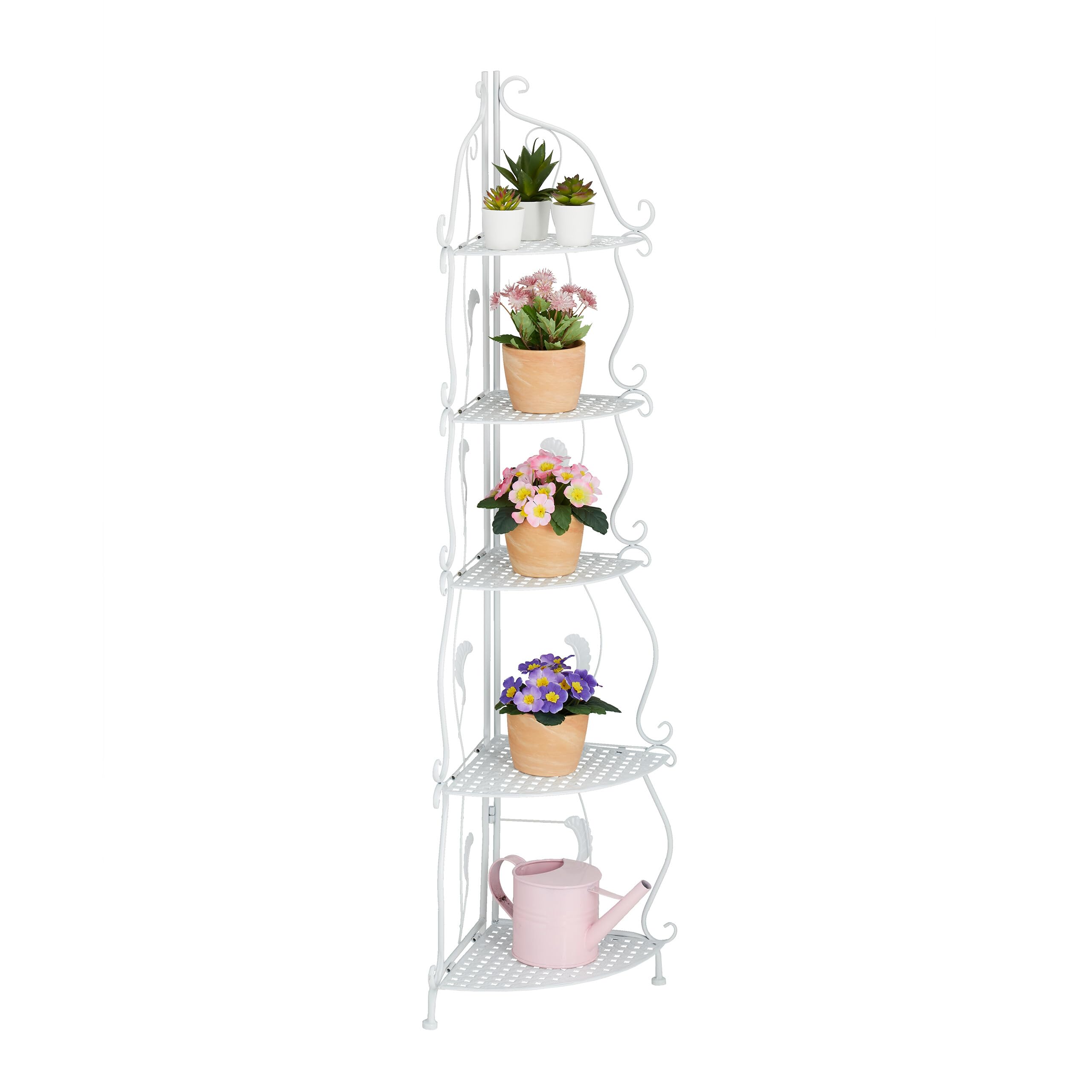 Étagère verticale meuble de rangement bois blanc vintage 5 rayons