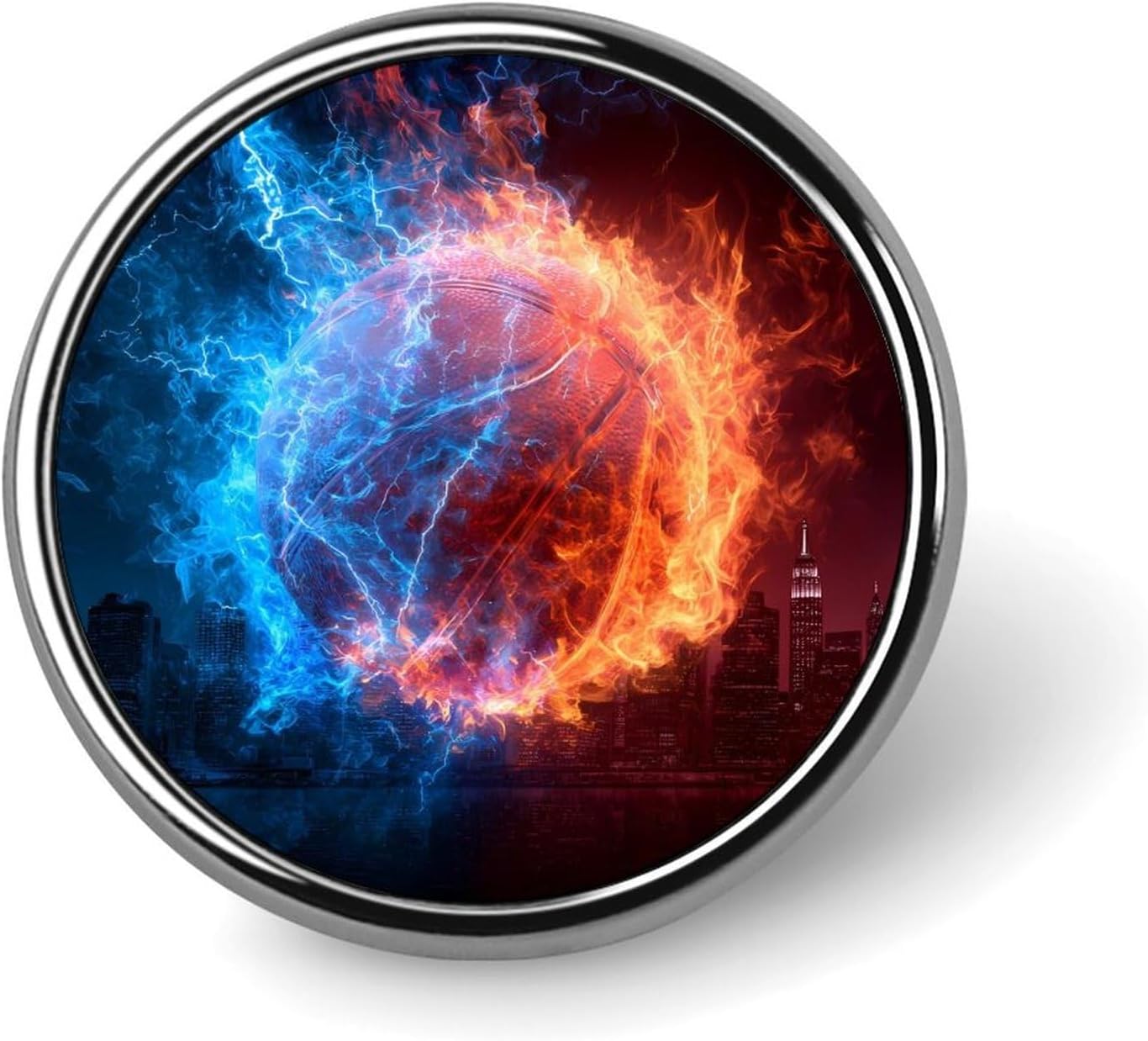 New York City Basketball Flame Balls Brooch Pins for Women Men Fashion Badge Lapel Pins for Party Wedding