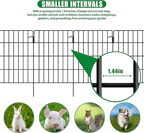 Miniatura 3 de Paquete de 10 vallas de jardín, barrera para animales, con espaciado de 1.44 pulgadas, total 10.8 pies (L) x 24 pulgadas de alto, valla de alambre
