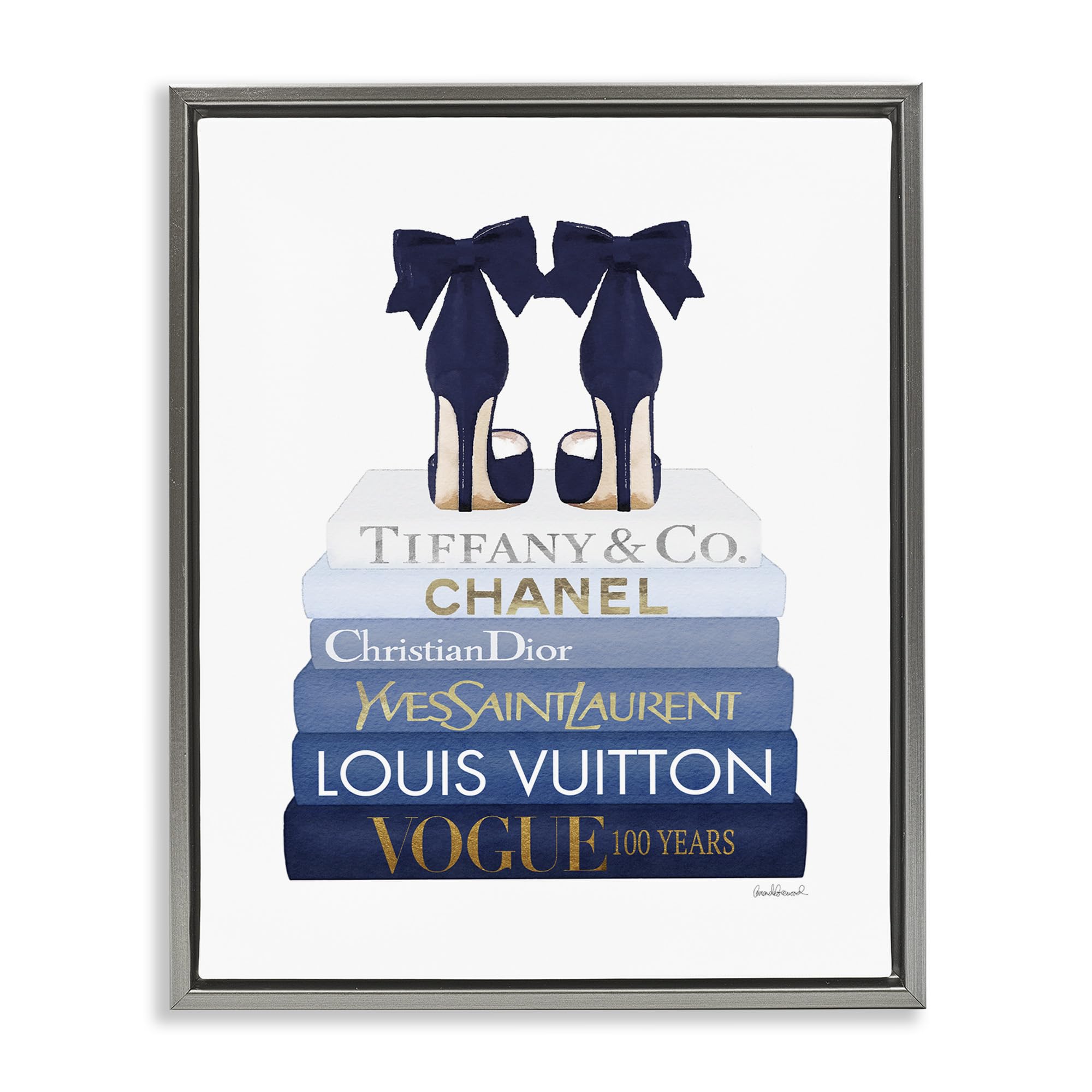 Glam Heels Bookstack Fashion, 24 x 30 Inch Canvas in Floater Frame
