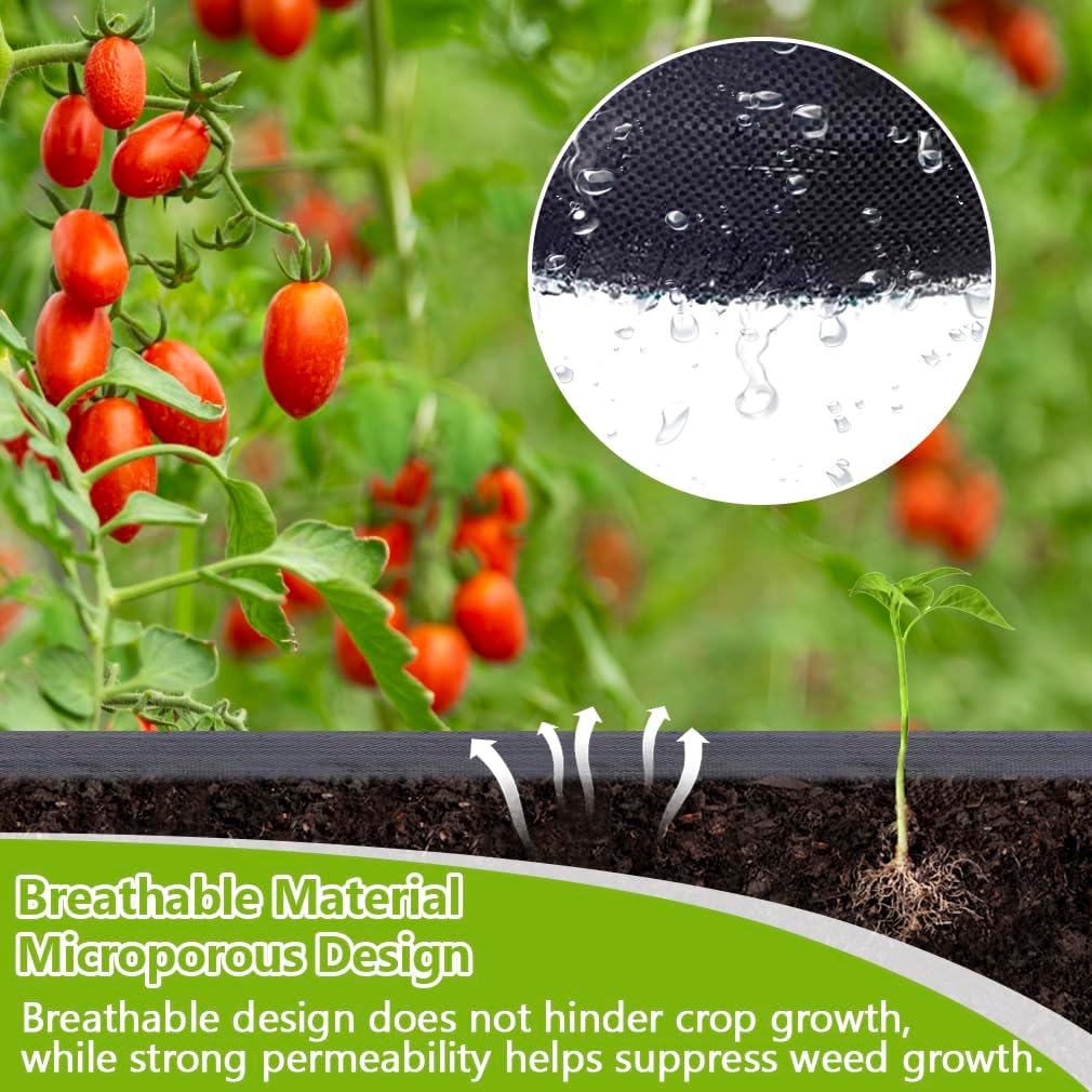 4FT x 100FT Weed Barrier Landscape Fabric, (2 Pack 4x50FT) Weed Barrier Fabric Heavy Duty, Premium Garden Cloth with 30 U-Shaped Securing Pegs, Ground Cover for Gardening Farming