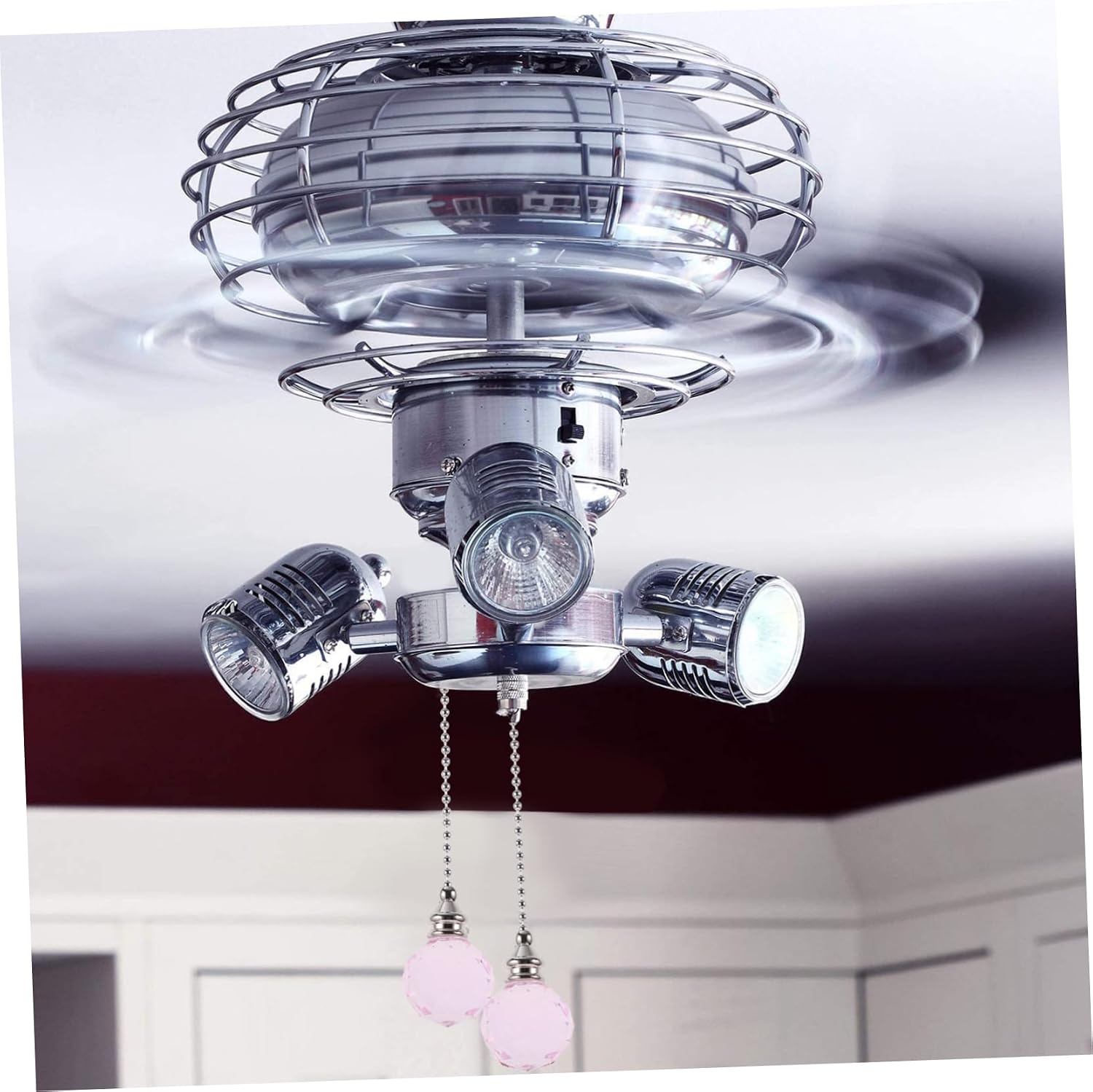Gadpiparty 2pcs Crystal Pull Chain Extension for Ceiling Fan Decoration Beaded Pendant Artificial Crystal for Lighting Fixtures