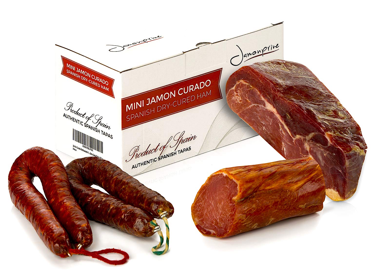 Prosciutto Serrano Spagnolo Stagionato e Disossato 1 Kg + Lomo (Lonza) Duroc Natural 250 gr + Chorizo Salsiccia 200 gr + Salsiccia Salchichon 200 gr - Jamon Serrano Crudo Jamonprive
