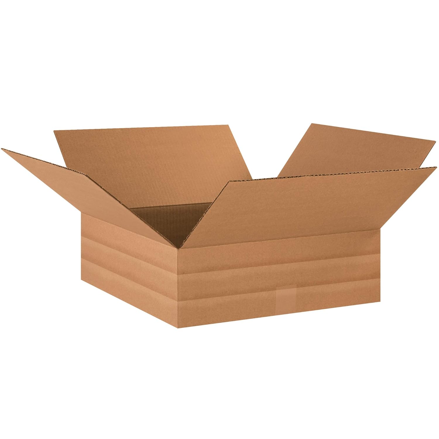 Staples Multi‑Depth Corrugated Boxes, 18” x 18” x 6”, Adjustable Kraft Cartons for Packing, Shipping & Storage — Pack of 20