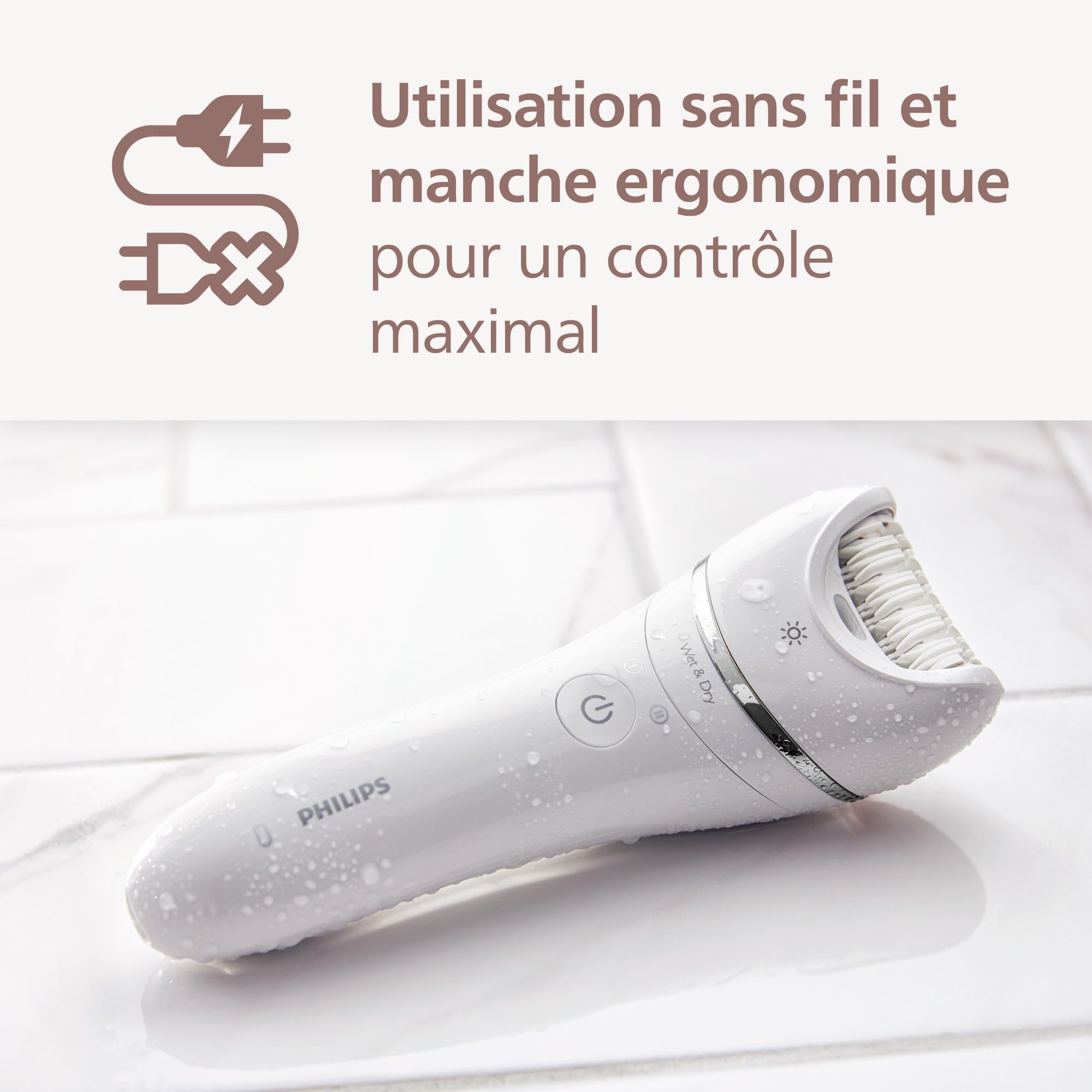 Philips Beauty Set série 9000 épilateur électrique sans fil corps visage pieds 6 accessoires BRE770/92