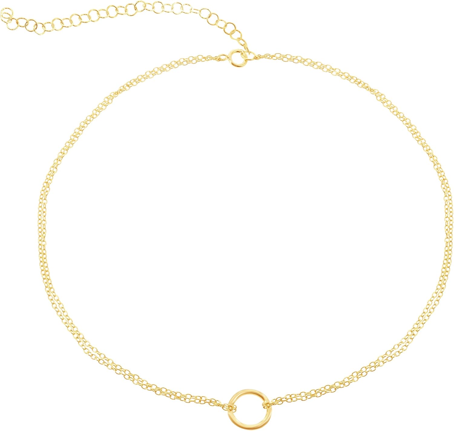Beaux Bijoux 925 Sterling Silver Italian Adjustable 12"-15" Center Circle Of Life Dainty Choker Necklace