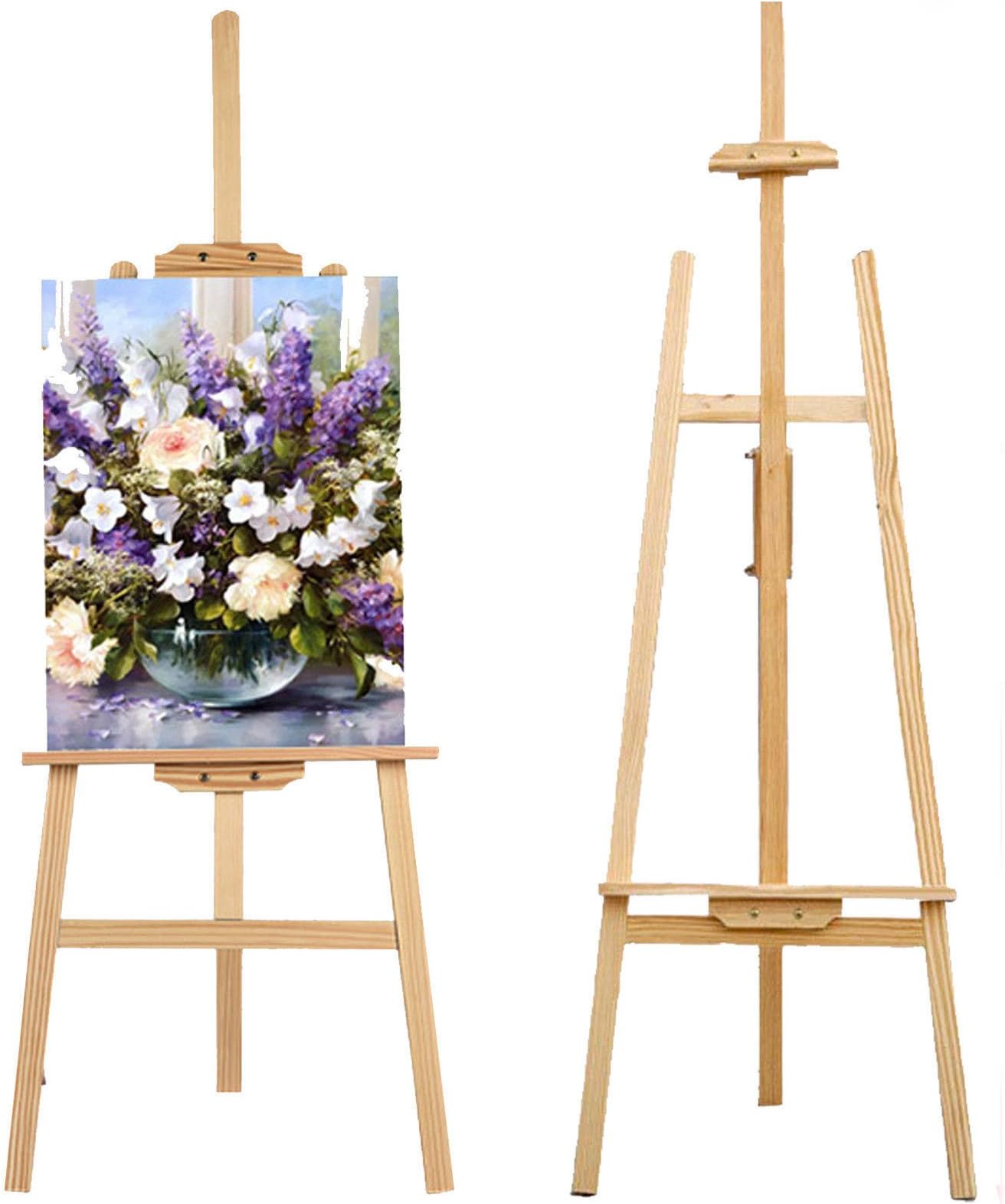 ZanGe 1.5M/59inch Studio Easel Wooden A-Frame Folding Pine Wood Artist Art Craft Adjustable Display Exhibition for Wedding Drawing Painting Holder- Easy to Assemble