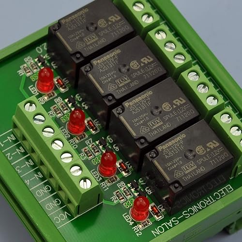 Miniatura 3 de Electronics-Salon Montaje en carril DIN 4 SPDT Módulo de interfaz de relé de potencia de 10 amperios, versión DC 12V.