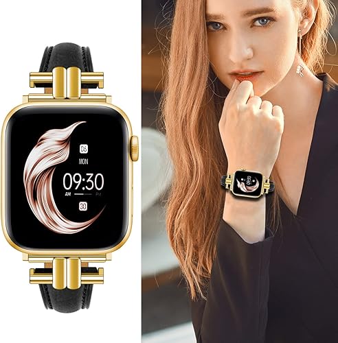 Miniatura 6 de Juntan Correa delgada de cuero compatible con Apple Watch 38mm 40mm 41mm 42mm 44mm 45mm 46mm 49mm, pulsera de reloj de cuero genuino en forma de I