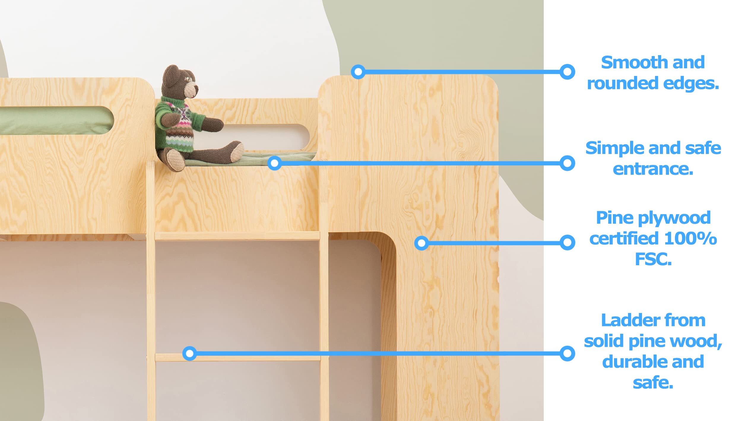 Letto A Castello Bambini MIMI DL Con Cassetto - Legno Naturale, 70x140 Cm, Rete Inclusa - Foto 8