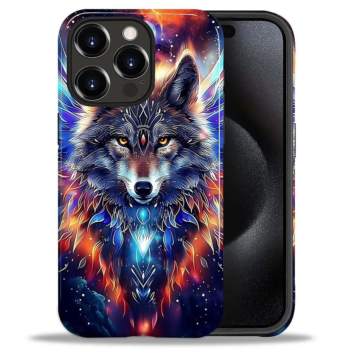 Hensuske Compatible with iPhone 15 Pro Max Case, Wolf Aesthetic Case for iPhone 15 Pro Max 2-in-1 Soft TPU Case, Shockproof Anti-Scratch Protective Case Cover for Women Men