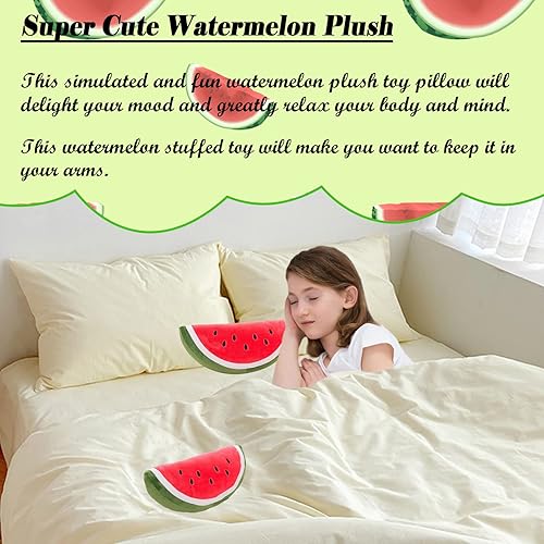 Miniatura 9 de zhidiloveyou Almohada de felpa de sandía, lindo juguete de frutas rellenas, almohada de abrazo, regalos para niños de 11.8 pulgadas