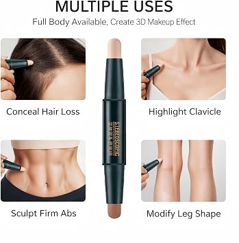 2-in-1 Contour and Highlighter Stick Kit,Smooth Sculpting Bronzer for Light Skin Tone,Cream Bronzer & Cool Toned Contour for Nose,Long Lasting and Waterproof Contour Sticks for Light Skin Makeup#02