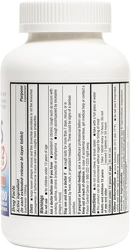 Miniatura 2 de HealthA2Z Alivio de moco Guaifenesina 1200 mg 12 horas Expectorante Alivia la congestión torácica Adelgaza y afloja el moco (200 tabletas)