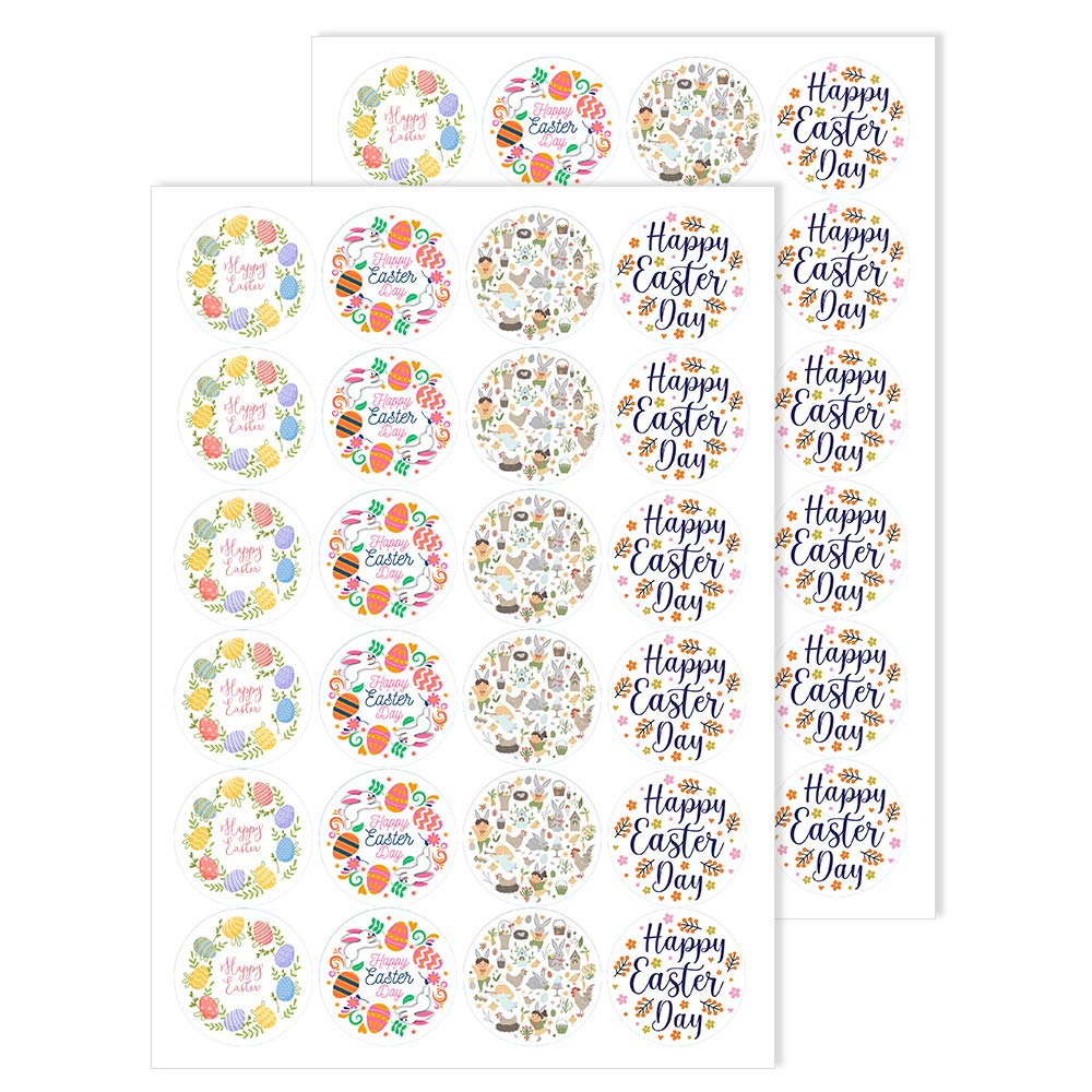 Pack of 48 Easter Crafts for Kids Self Adhesive Stickers 45mm Decal for Party Supplies, Card Making Packwith®#S3004