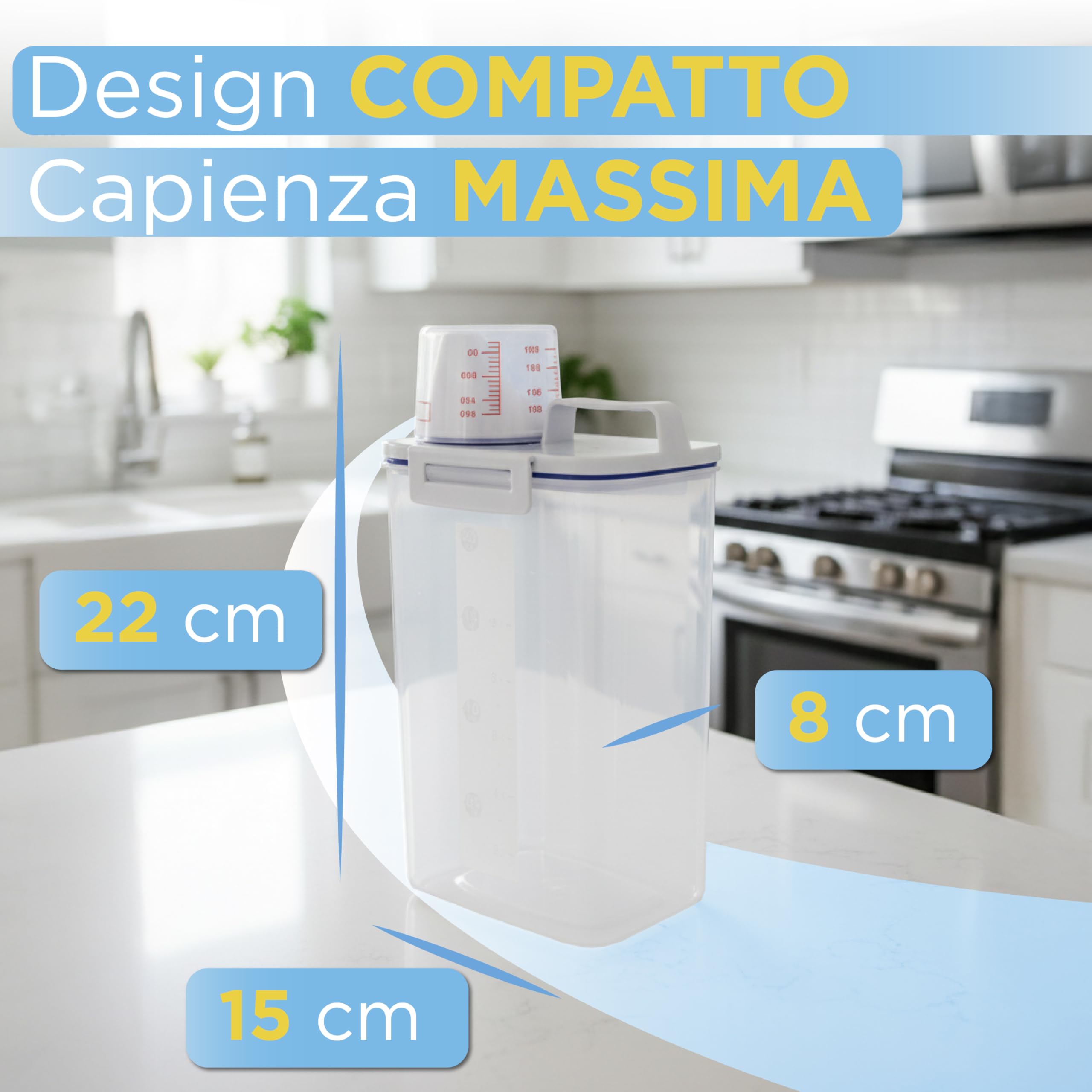 Generico Contenitore Crocchette Gatto e Cane – Porta Crocchette Ermetico con Coperchio e Bicchiere Dosatore