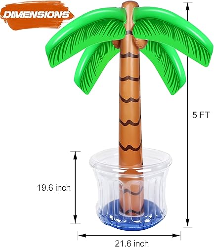 Miniatura 2 de Zcaukya Enfriador inflable de palmera, 60 pulgadas para decoraciones de fiestas tropicales, suministros de fiesta hawaiana, decoraciones de piscina