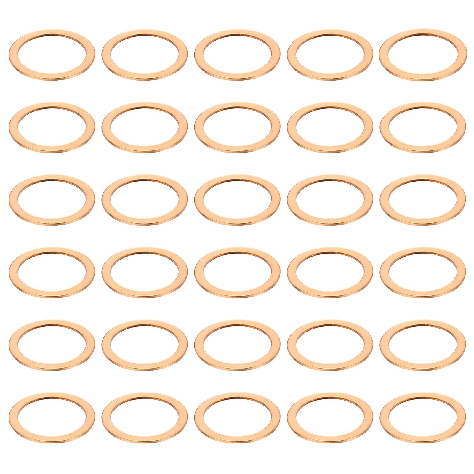 sourcing map 52 Pcs Flat Copper Washers, 22x27x1mm Copper Upgraded Flat Metric Sealing Crush Ring Washers for Hydraulic Fittings Screw Bolt Nut Electronic Repair