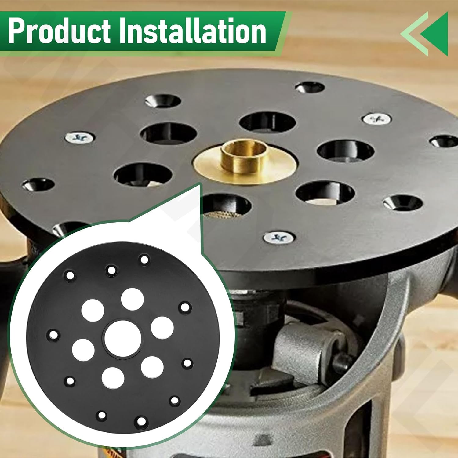 Guide Bushing Router Plate Compatible with Bosch, H-itachi, Ma-kita, Porter-Cable Router - Router Plate Features 1-1/4” Center Opening to Accept Guide Bushings - (Includes Mounting Hardware)