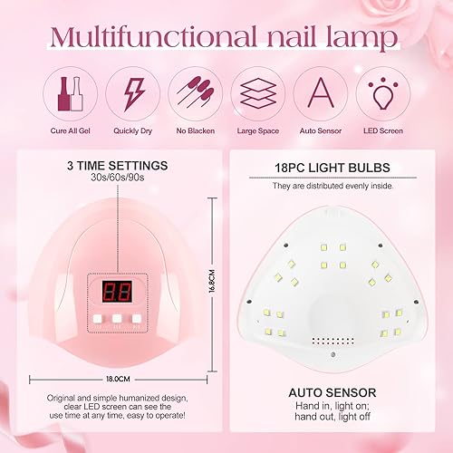 Miniatura 5 de Gel Nail Polish Kit with U V Light Starter Kit 20pcs Gel Nail Polish Set 36W Nail Lamp Base and Top Coat Nail Rhinestones Nail Art Tools All in One