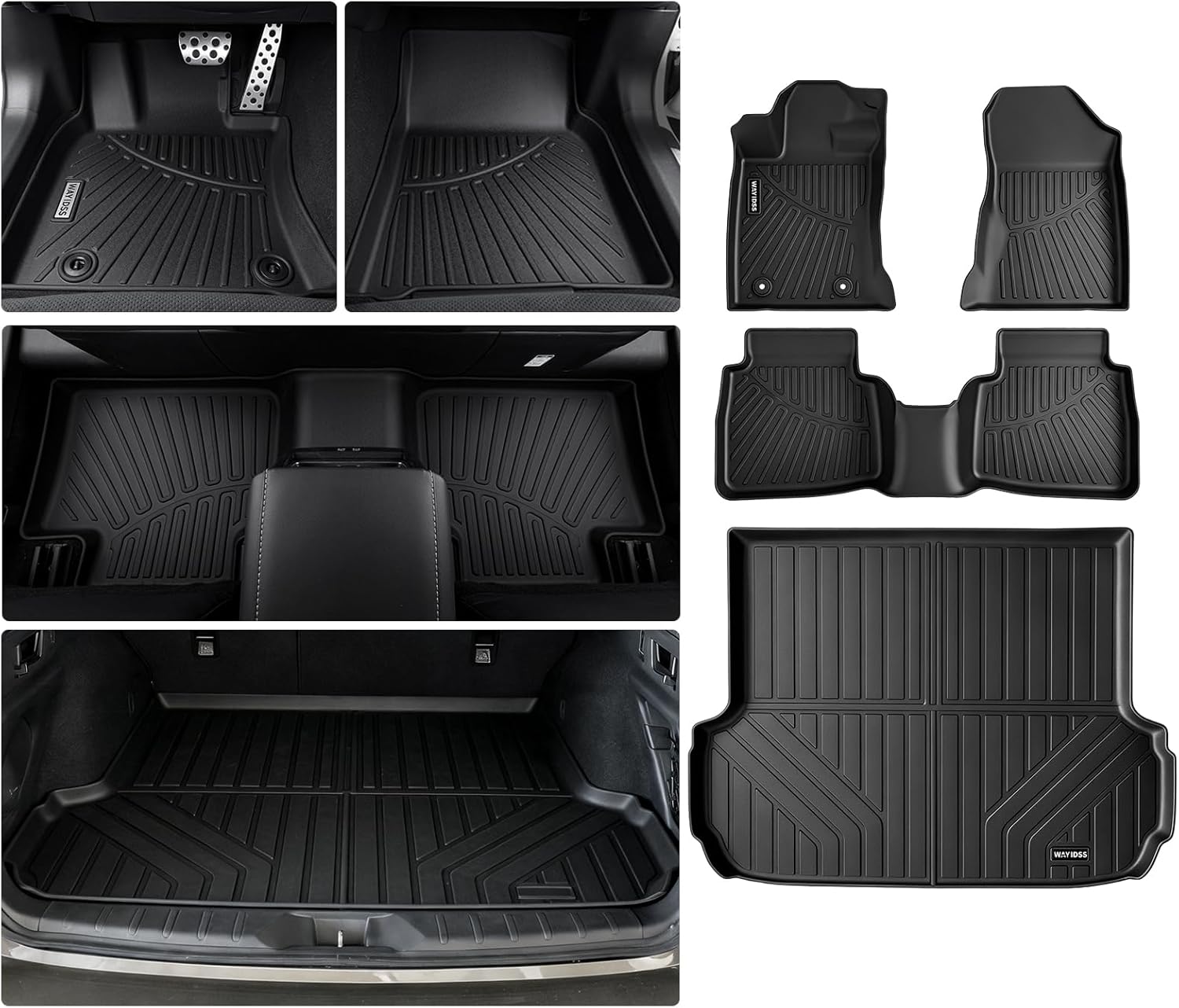 Floor Mats for 1996-2002 Toyota 4Runner with Trunk Mat & Backrest Mat,TPE All Weather Protection 1st & 2nd Row Full Set Car Liners Covering The Backrest Accessories