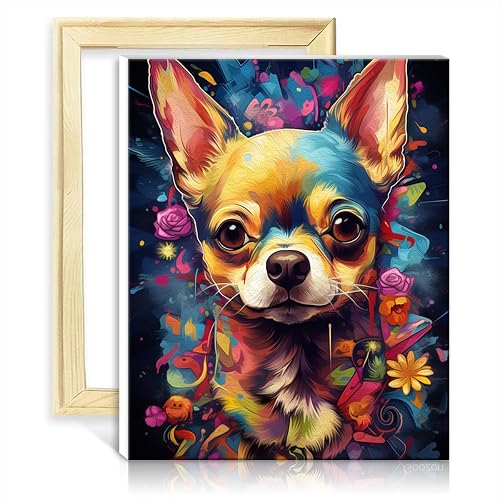 TANGFEIY Kits de pintura por números, lienzo de perro chihuahua