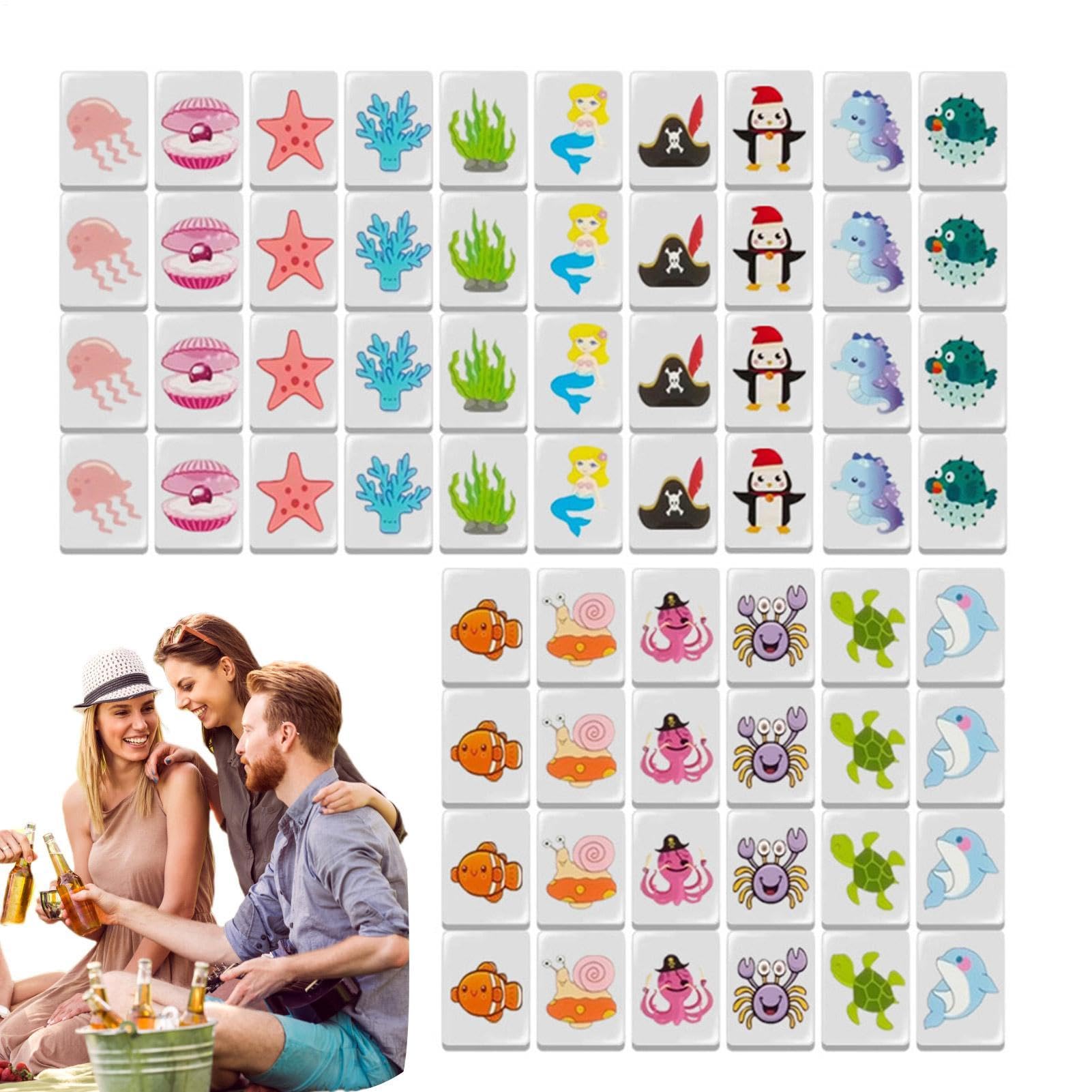 Generisch Mini Mahjong Spielset | 65 Stück Melamin | Ca. 3 × 2,2 × 1,5 cm | Tragbares Brettspiel Für Reisen, & Partys | Klassisches Mahjong Mit Klaren Mustern & Hoher Haltbarkeit