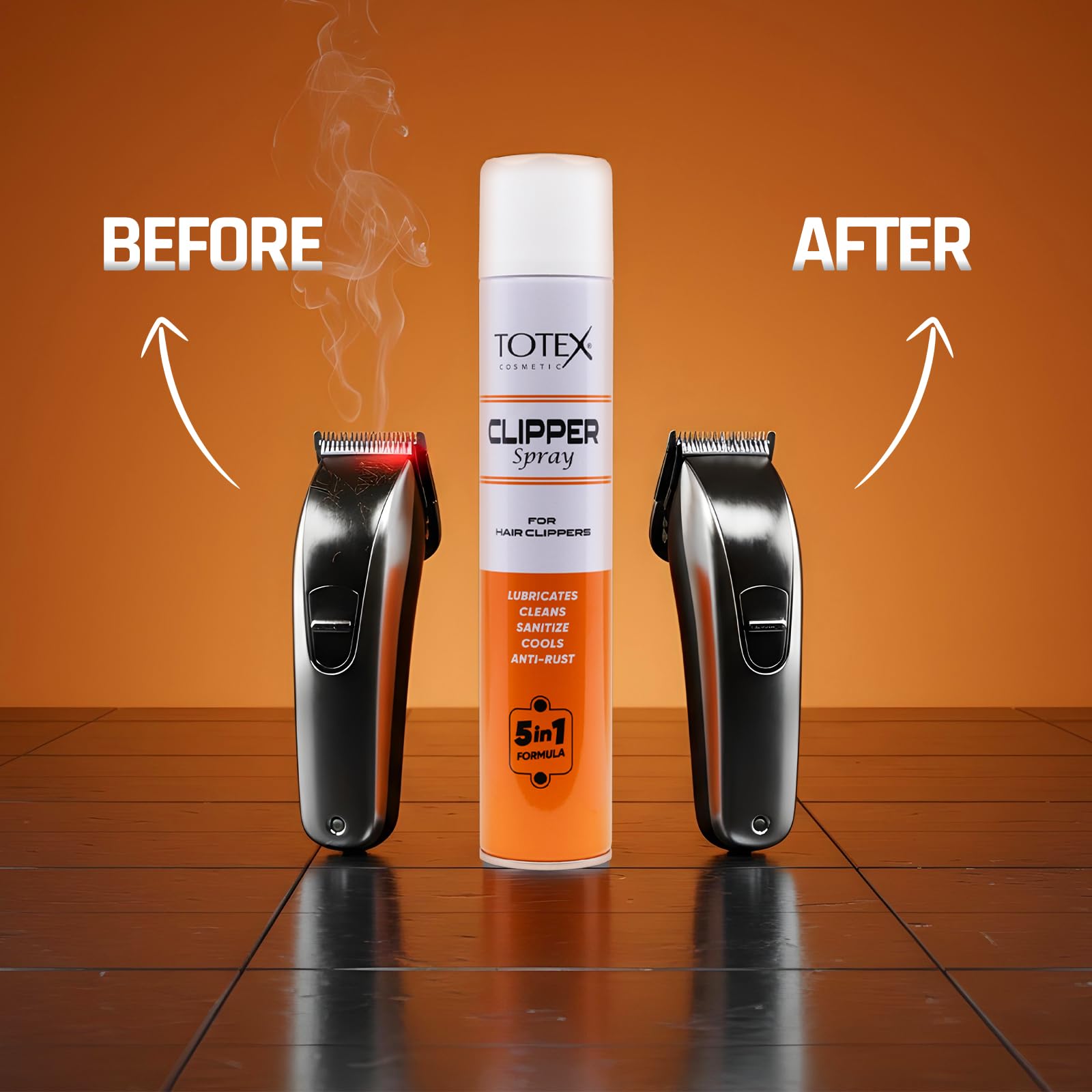 Totex Clipper Spray 400 ml – 5 w 1 Lubricates, Cleans, Disinfects, Cools & Anti Rust | Disinfectant Spray do strzyżenia włosów, trymerów, golarek elektrycznych