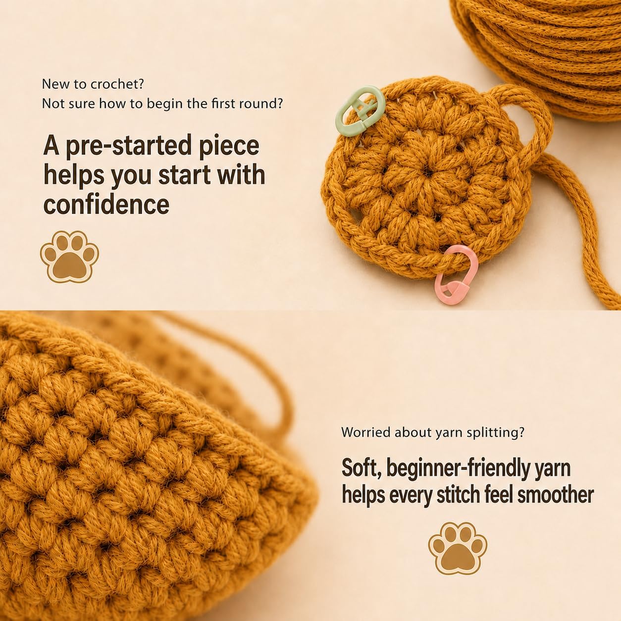 Nikolle Crochet Kit for Beginners with Step-by-Step Video Tutorials Crochet Animal Kit Crochet Starter Kits for Adults Kids - Dachshund(Brown)