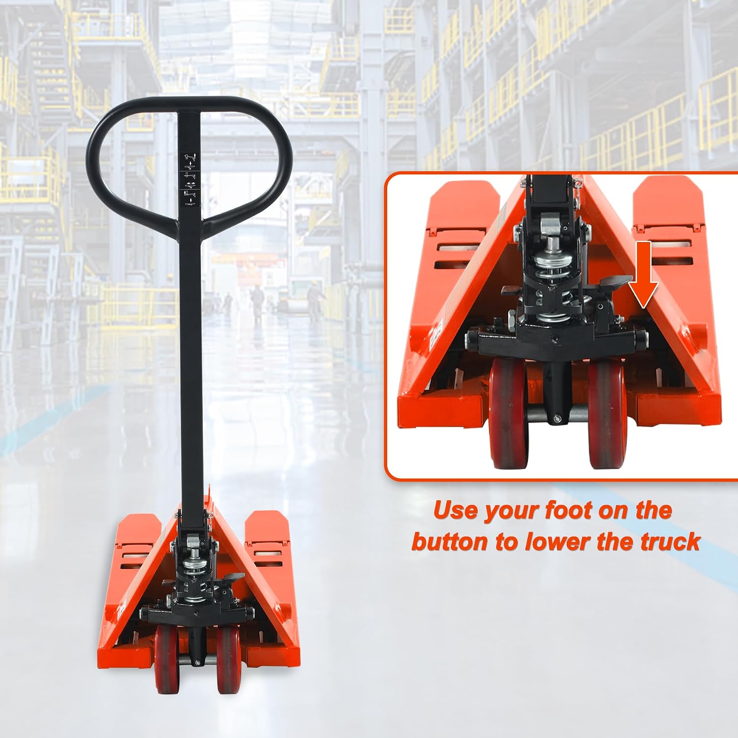 Tory Carrier 2-Pieces Pallet Truck Manual Hand Truck Mini Pallet Jack, Foldable Handle and Forks 2200lbs Capacity Fork Size 31.5" Lx15 W
