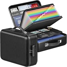 novelinks Fireproof Hard-Shell Document Box with Lock, Black
