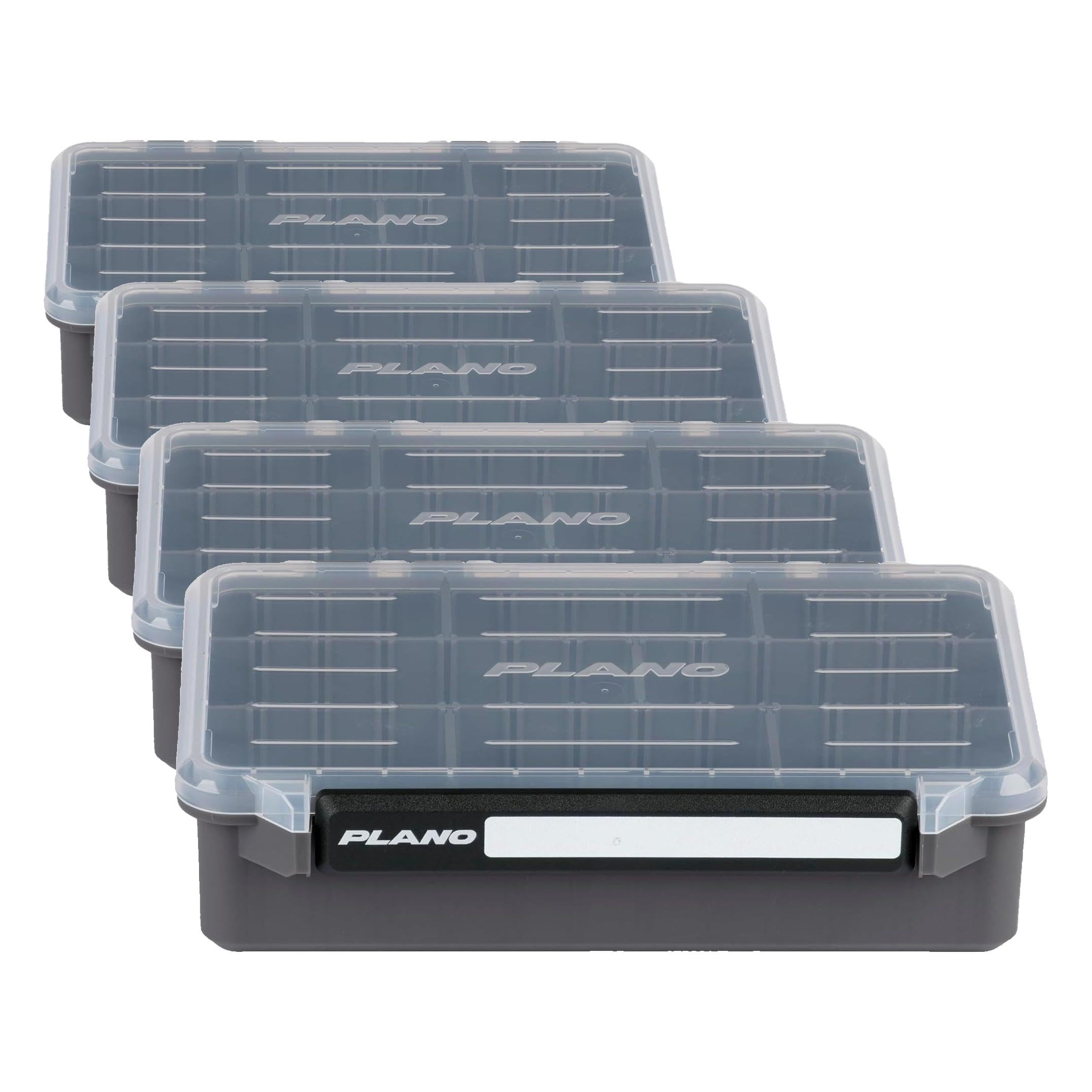 Plano StowAway 3600 Deep Stow Tackle Box with Corrosion-Preventive Rustricor, Single Latch Design, Transparent DuraView Lid, Stackable Storage for Fishing Bait, Lures and Gear, 3600 Deep (Pack of 4)