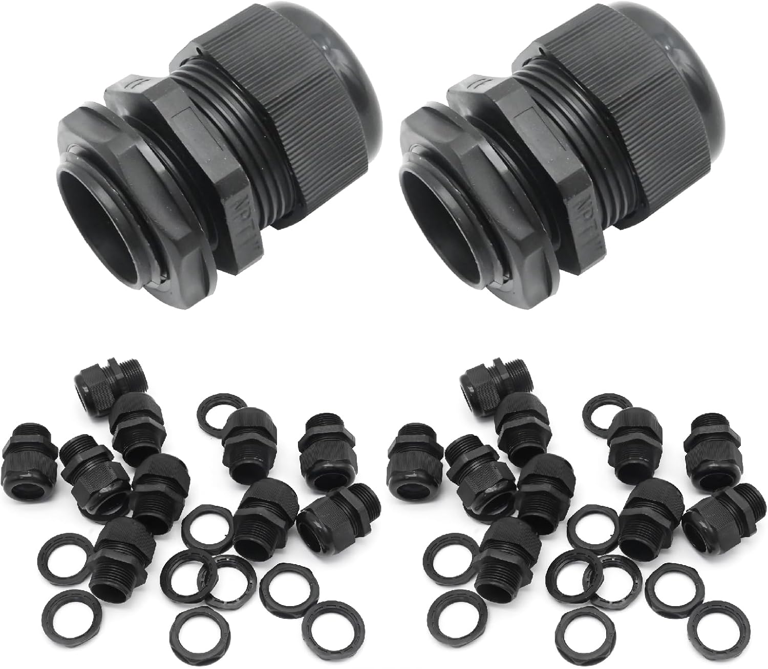 25PCS 1" (17-25mm) NPT Nylon Cable Gland, IP68 Waterproof Adjustable Cable Cable, Waterproof Junction Box Wire Panel Gland Grip Connectors Black