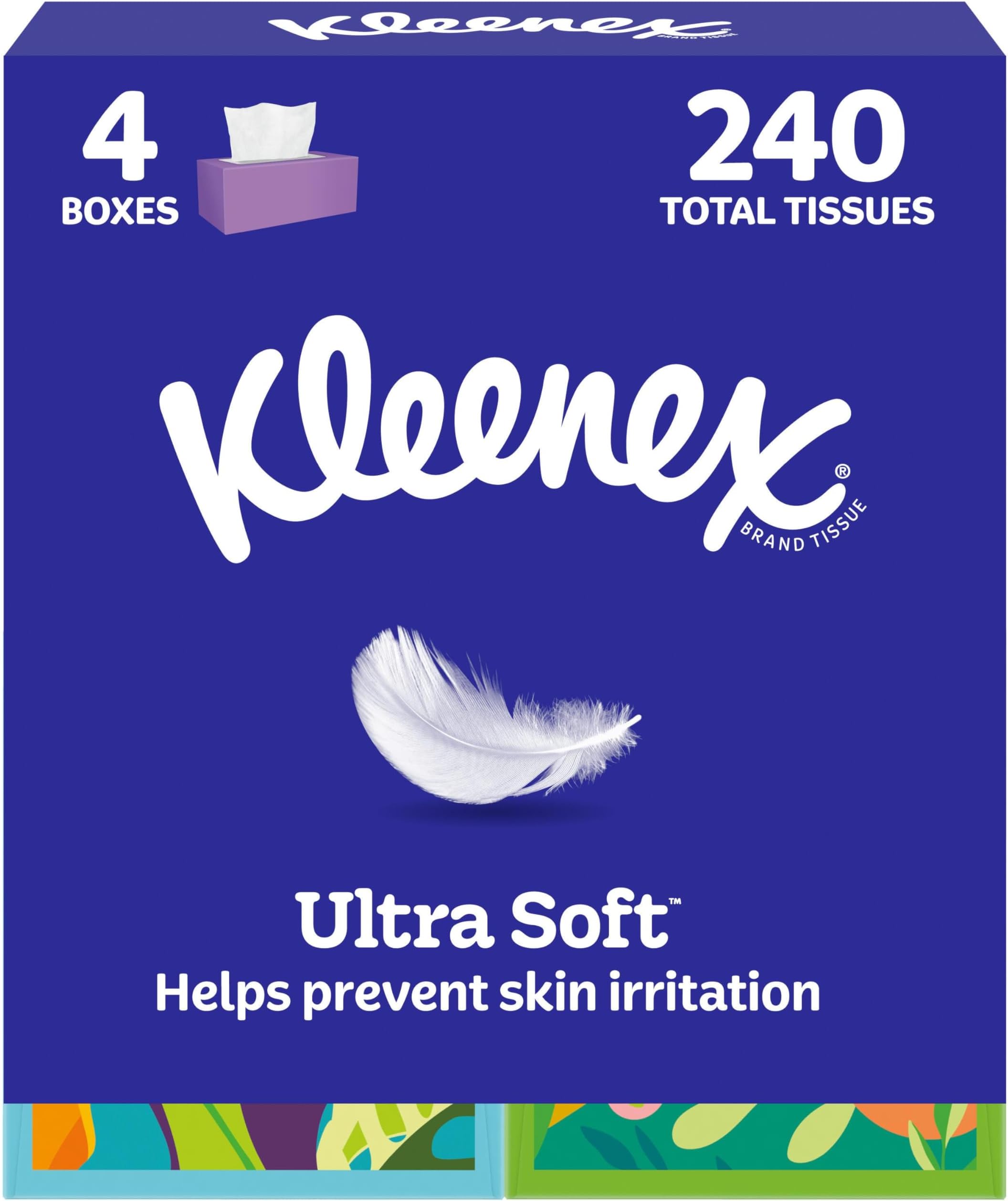 Ultra Soft, 4 Cube Boxes, Soft Facial Tissue, 60 Tissues per Box, 3-Ply