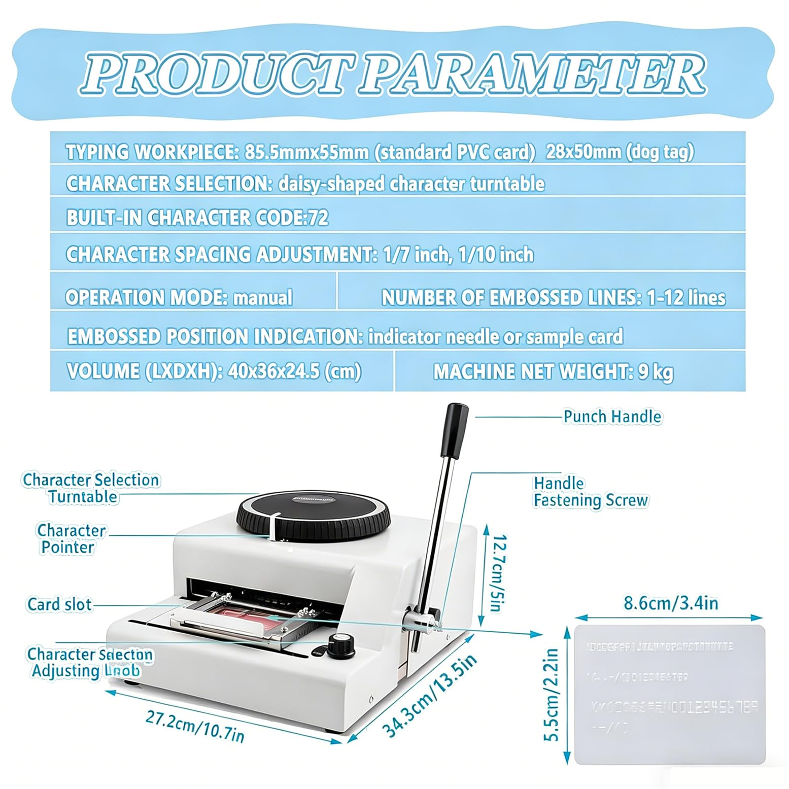 Macchina goffratrice per targhette per Cani con codifica a 72 Caratteri, Manuale, con 30 targhette in Alluminio, Macchina goffratrice Manuale, goffratrice per Carte in PVC