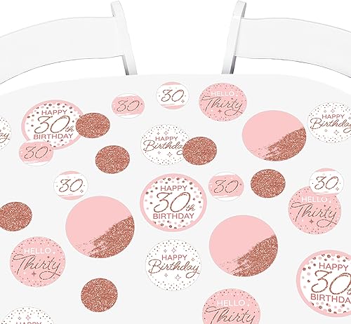 Big Dot of Happiness 30 cumpleaños de oro rosa rosa Confeti de círculo gigante para fiesta de feliz cumpleaños Decoraciones de fiesta Confeti