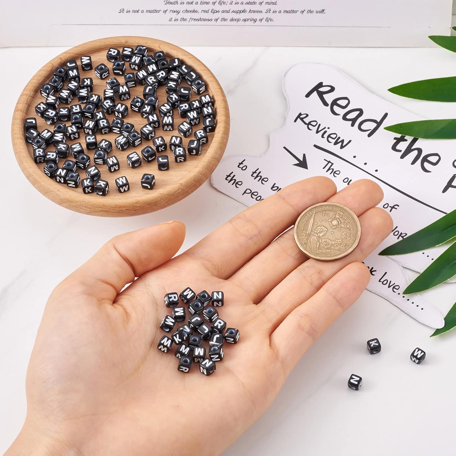 FASHEWELRY 500Pcs Acrylic Cube Letter Beads 5x5x5mm Black Square Letter N Alphabet Beads for DIY Bracelet Necklace Jewelry Making - Image 6