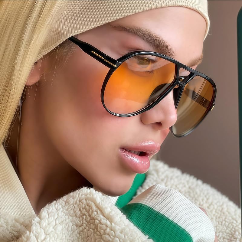 GUVIVI Retro Aviator Sunglasses for Women Men Oversized Lightweight Glasses | UV400 protection 2026 Classic 70s Vintage Trendy Tangle Free Square Sun Glasses Vacation Travel Beach Outfits Must Haves image 3