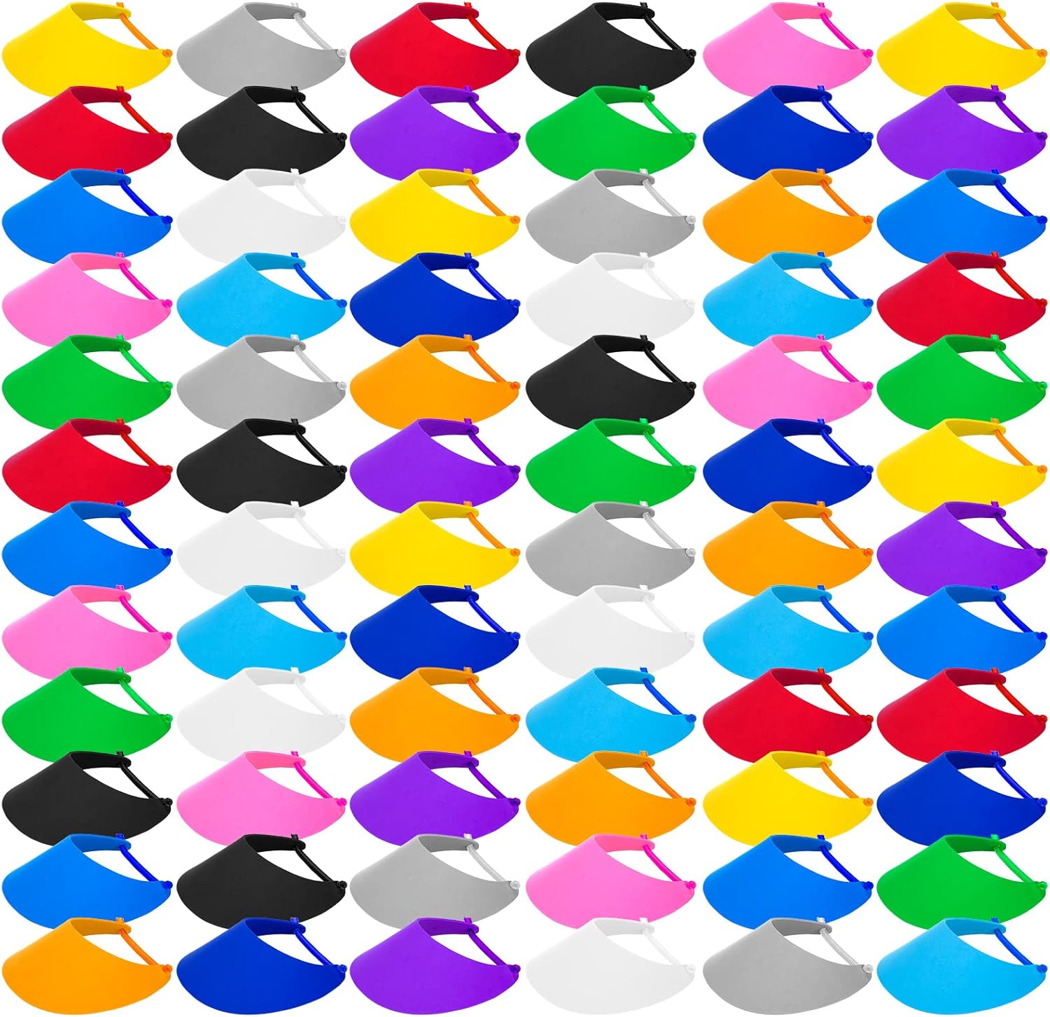 72 Pcs Summer Adjustable Foam Visors with Coil Bands 12