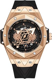 Men Watch Fashion Luminous Watch with Silicone Strap Analogue Quartz Watch Skeleton Wristwatches for Boy Men