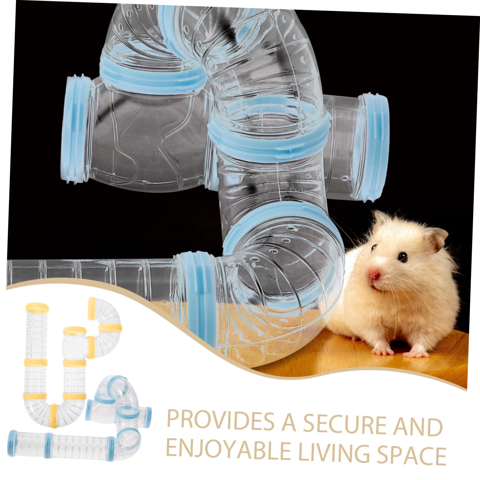 VANZACK 2 Stück Selbstgemacht Hamstertunnel mit Hamster Zubehör Hamsterkäfigröhre aus Pp Abnehmbares Verbindungsstück für Käfig Spielplatz für Kleintiere