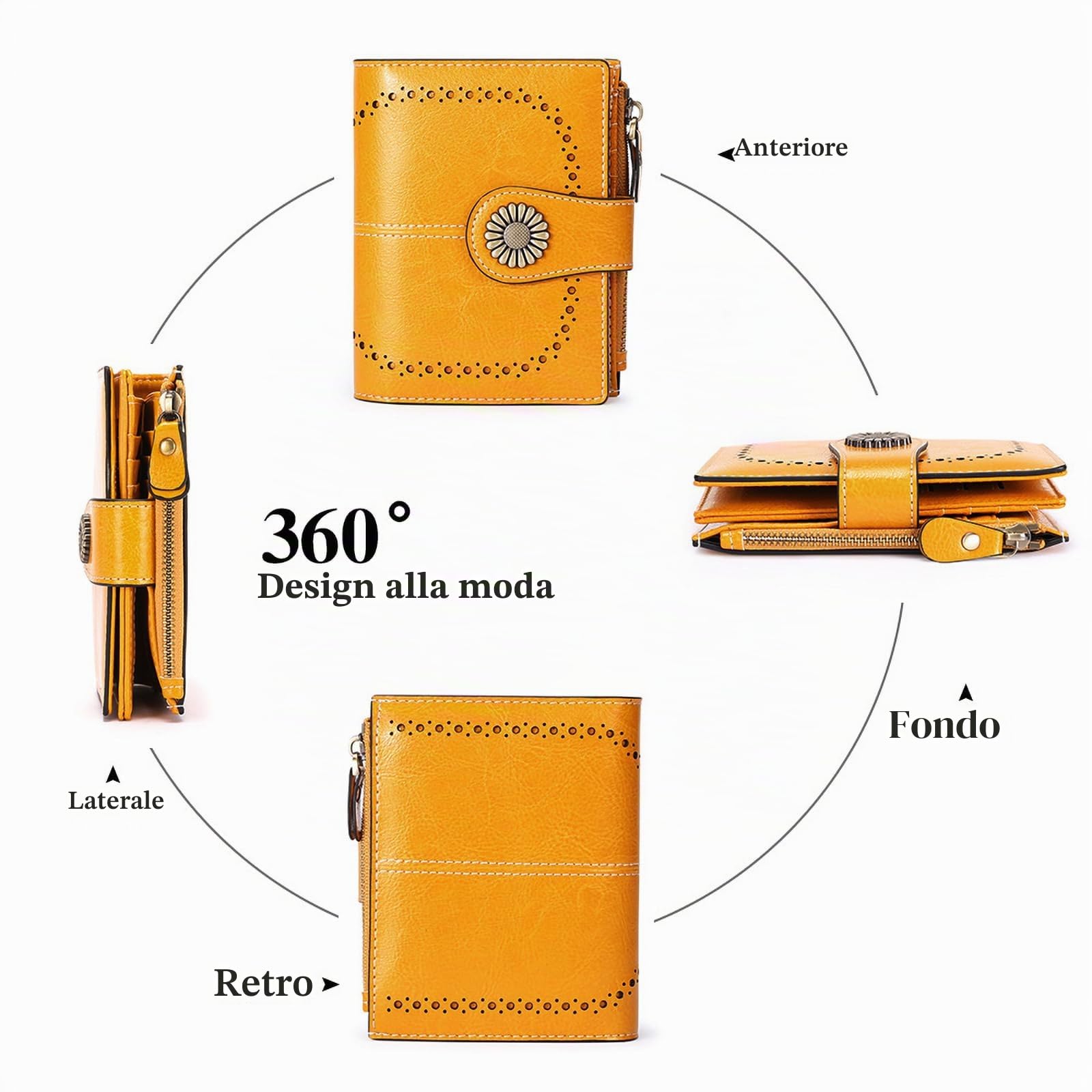 SENDEFN Portafoglio Donna in Pelle, Portamonete Donne Cuoio di Blocco RFID in Cuoio con 16 scomparti per carte di credito con 2 Finestra di Identificazione e 1 Tasca con Cerniera