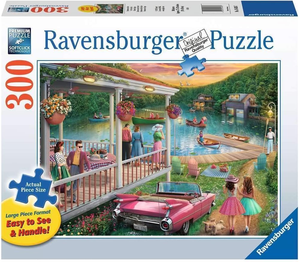 Ravensburger 300 Piece Summer Lake Jigsaw Puzzle for Adults - Every Piece Unique, Softclick Technology