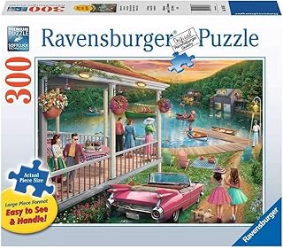 Ravensburger 16438 Summer at The Lake 300 Piece Large Pieces Jigsaw Puzzle for Adults - Every Piece is Unique, Softclick Technology Means Pieces Fit Together Perfectly