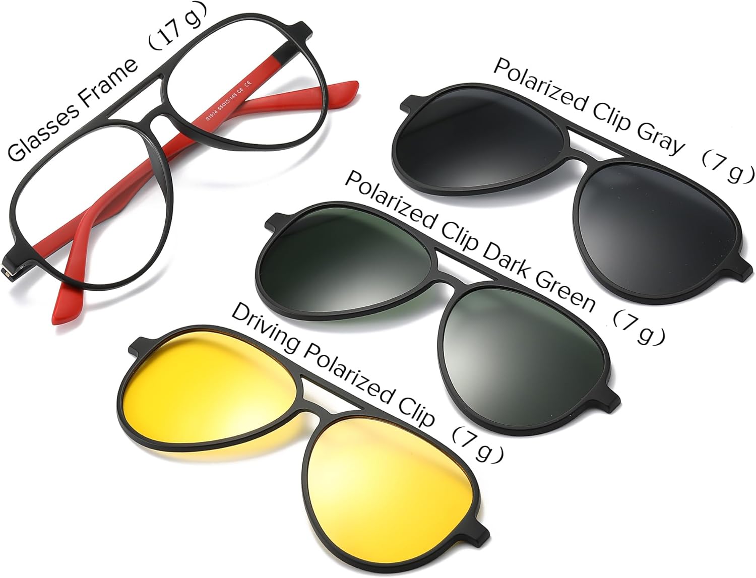 Aviator Polarized Magnetic Clip on Sunglasses for Eyeglasses Men UV Protection Anti Glare Driving Retro Glasses 3Pcs
