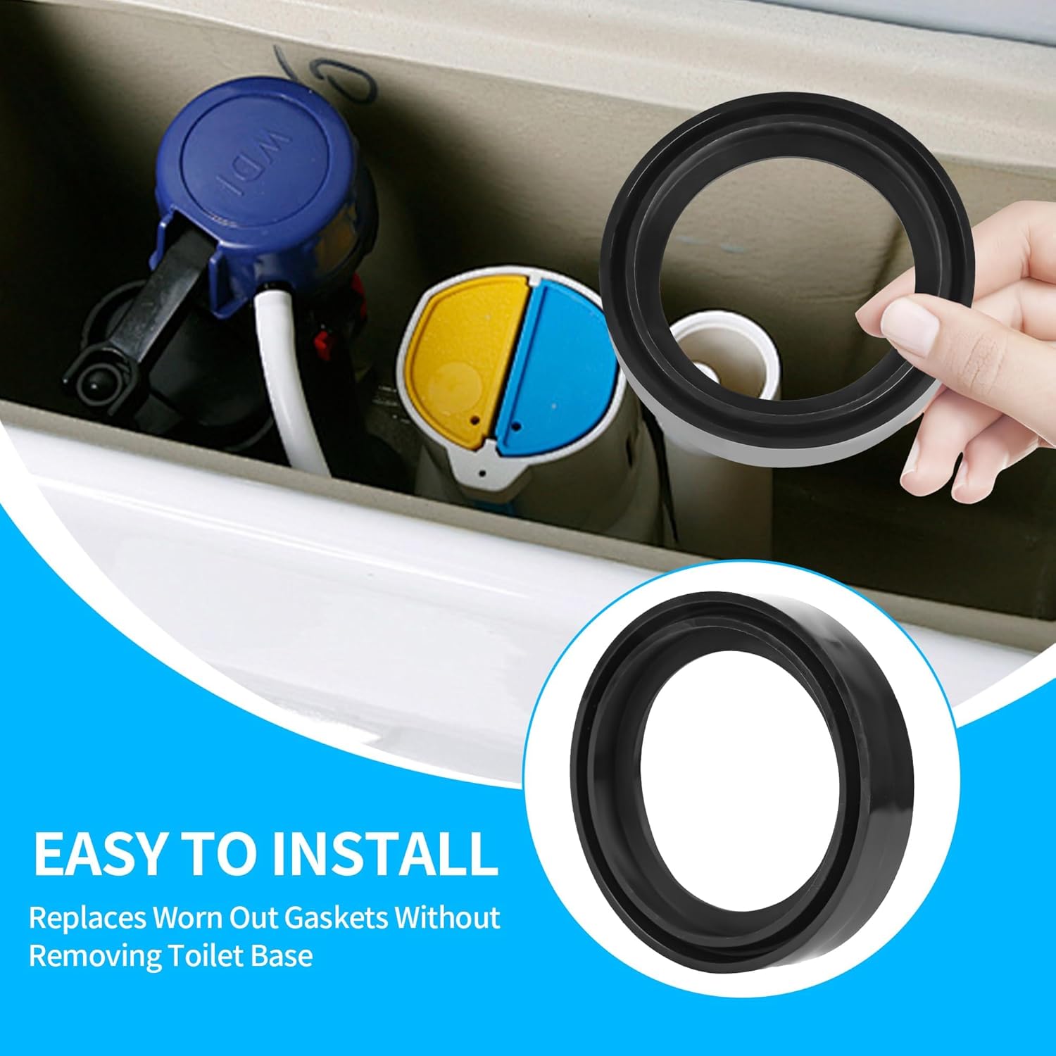 Toilet Tank Gasket Compatible with TOTO 9BU062E Aquia I & II Premium Rubber Toilet Seal Replacement for Dual Flush Toilets, Leak-Proof Design