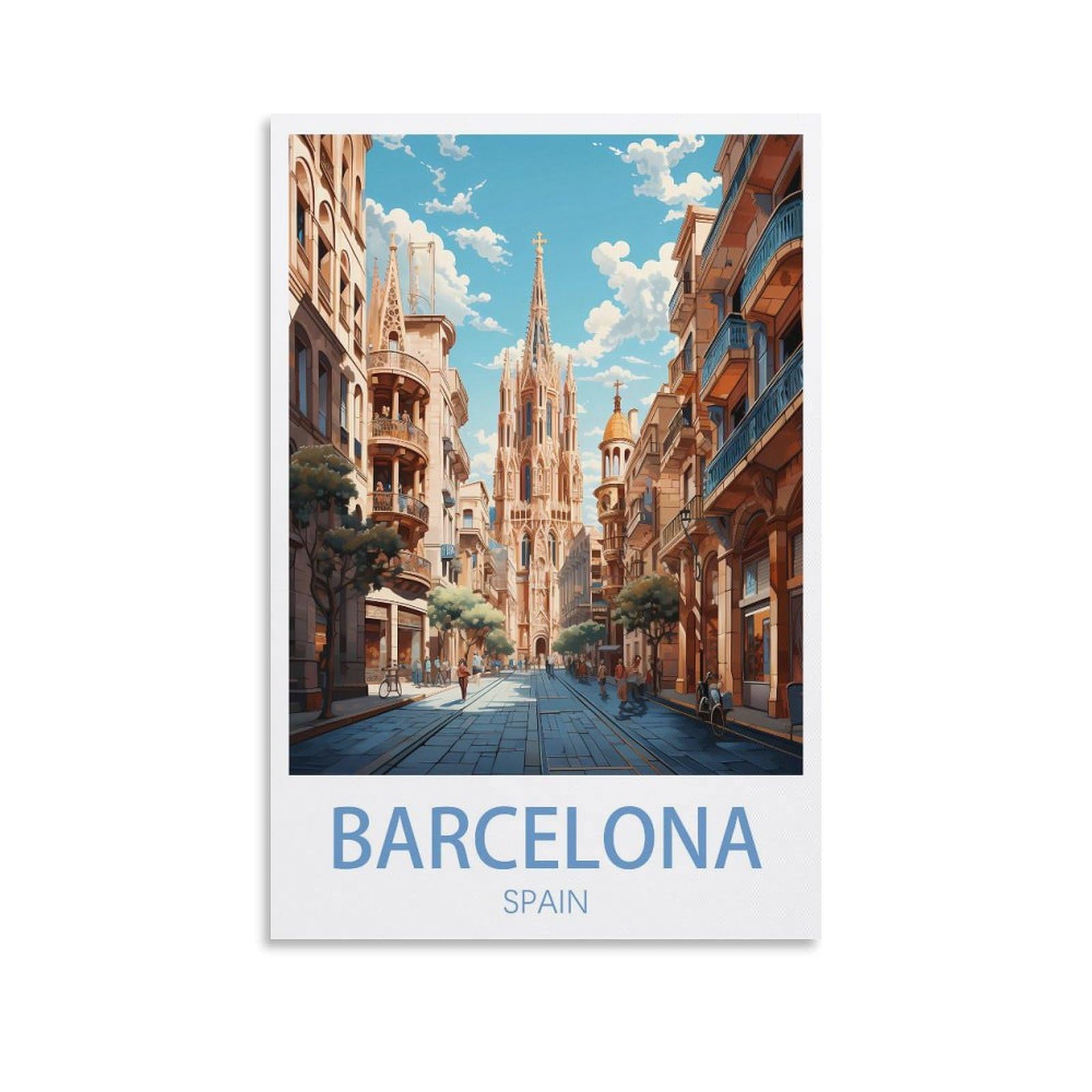 EZMLFA DIY Diamond Painting,Barcelona Spain 5D Diamond Art DIY Cross Stitch Crystal Rhinestone Embroidery Pictures Craft for Home Wall 40x40cm
